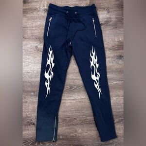 Rockstar Original Navy Blue Flame Print Pants
